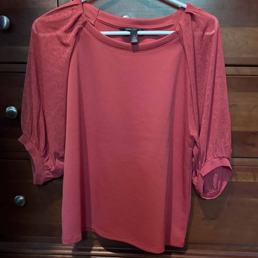 Banana Republic Red Women's Blouse with Gathered Sleeves